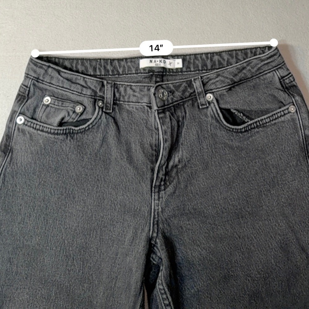 NA-KD Women Washed‎ Black Straight Leg High Waisted Street Wear Jeans Size 36